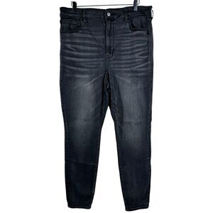 American Eagle Next Level Stretch Highest Rise Jegging Jeans Black Zipper 18